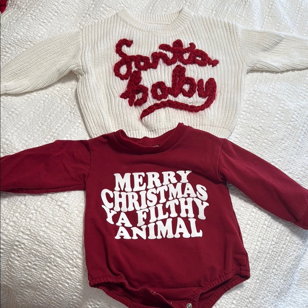 Festive Baby Sweater and Onesie Set